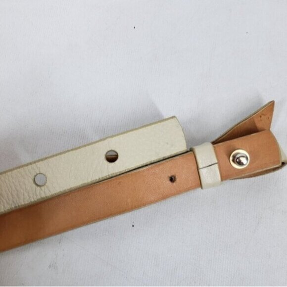Brave Cream Narrow Leather Belt Bow Detail Size 28 - Picture 12 of 14